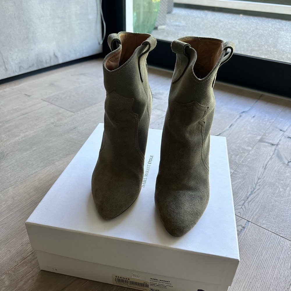 Isabel Marant Sage Color Suede Roxann Bootie - Picture 3 of 4